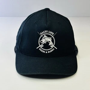 Salty Life Hombres Pesca Cervezas y Barra Sombrero Gorra Snapback Negro Blanco OSFA - Imagen 1 de 11