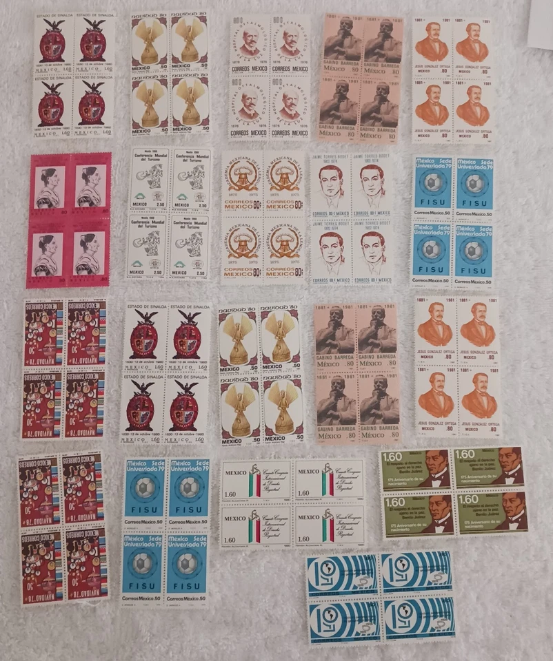 МЕКСИКА - 1975 -1981 - ЛОТ ИЗ 20 БЛОКОВ 4 МАРОК - MNH - #M28 - Изображение 1 из 1