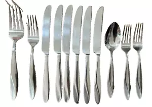 Oneida SIMMER Cucchiai Inox Forchette Coltelli Lucidi Smerigliati Vortice 18/0 Lotto di 11 - Foto 1 di 9