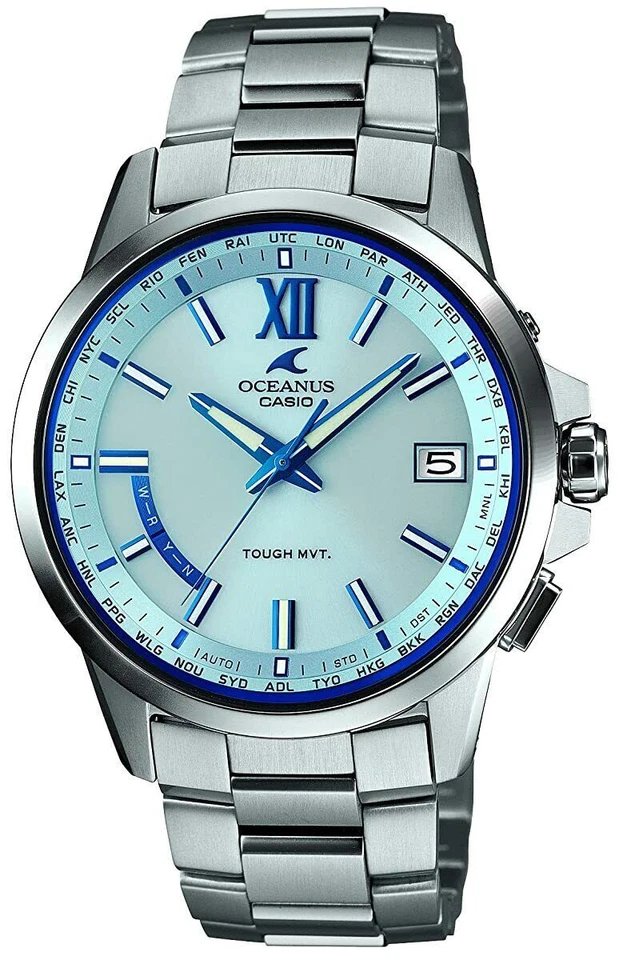 Casio Oceanus 39mm Silver Titanium Case with Silver Titanium Band Men's Wristwatch