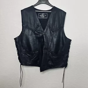 Gilet da moto SHAF Collections da uomo taglia 54 pelle allacciatura tascabile a scatto - Foto 1 di 9