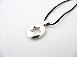 Tiffany & Co Star Stencil Charm on Silk Cord Necklace Pendant Silver Gift Love - Picture 1 of 4
