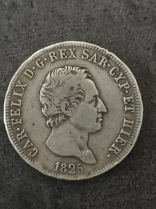 5 LIRE 1825 L ARGENT CHARLES FELIX SARDAIGNE ITALIE / ITALIA SILVER - Picture 1 of 2