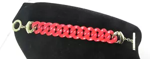 Vera Bradley Colorful Links 'Bittersweet' Red & Gold Tone 6" Toggle Bracelet - Picture 1 of 5