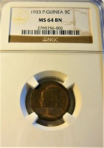 GUINEA BISSAU 1933 5 Centavos NGC MS 64 BN  - Picture 1 of 4
