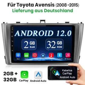 Carplay Autoradio Für Toyota Avensis 2008-2015 GPS Navi WIFI 2+32GB Android 12.0 - Bild 1 von 12