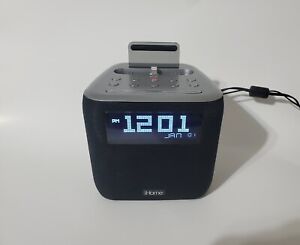 iHome IPL24 Dual Alarm FM Clock Radio iPhone Charging Stand Black w/ Cord