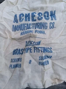 Acheson Manufacturing Co., Rankin, PA Vintage Werkzeugsack für Messing Rohrverschraubungen - Bild 1 von 2