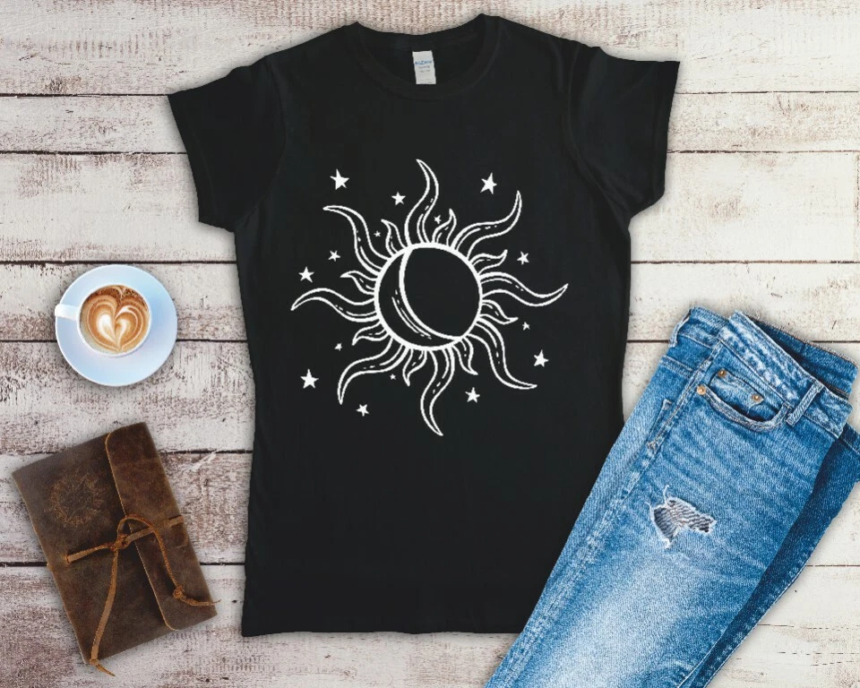 Sun Moon Star Tree Vintage Graphic Tank Top For Women - Sleeveless Summer Vacation Tee, Dark Grey, Size Small - View #9