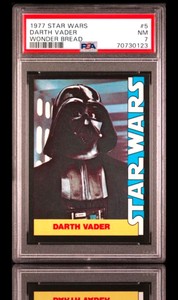 1977 star wars wonder bread 5 darth vader rc; 1st true rookie PSA 7 ☆ EYE-APPEAL