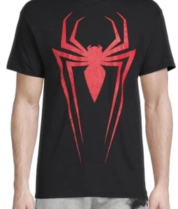 Marvel Comics Spiderman Men‘s T-Shirt Black with Red Spider Logo (Small) - Picture 1 of 2
