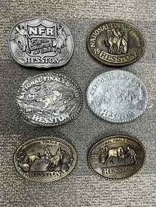 Lot 6 Hesston National Finals Rodeo Belt Buckle 79, 80, 81, 83, 88, 89 Western - Picture 1 of 15