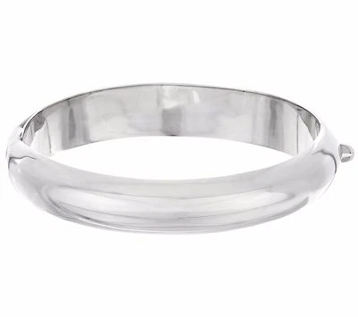 All Shiny Polished Bold Hinged Bangle Bracelet Real 925 Sterling Silver QVC - Image 1 of 4
