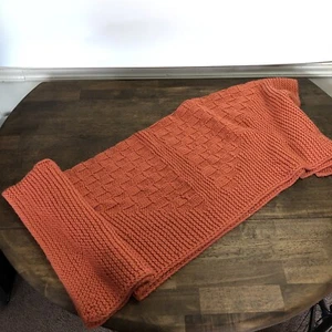 Vintage Handmade 40x30 Crochet Baby Blanket Throw, Patterned Fall Orange - Picture 1 of 9