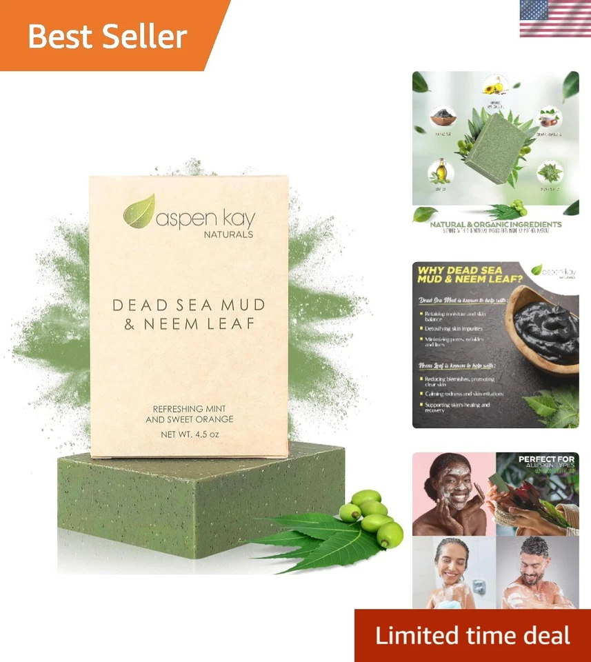 Handcrafted Neem & Dead Sea Mud Soap Bar - Luxurious Bar for All Skin Types - Image 1 of 4