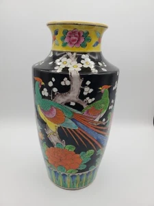 1930er Jahre schöne 12 Zoll Japan emaillierte handbemalte Vase hübsche Vögel - Bild 1 von 6