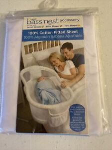 Halo Bassinest Swivel, Glide, Twin Sleeper 100% Cotton Fitted Sheet - White NEW