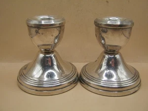 Vintage Sterling Silver Pair Of Capstan Candlesticks By Broadway & Co - Picture 1 of 3