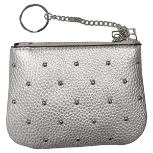Trendy Studded PU Leather Coin Purse Small Wallet with Zip Closure and Keychain - Picture 1 of 19