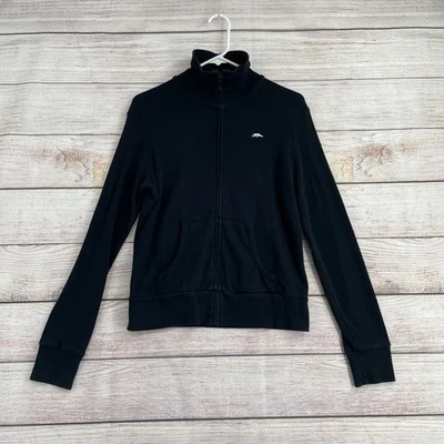 Roots Canada Full Zip Mock Neck Sweatshirt Women's Size Medium Black - Image 1 of 4