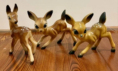 Lote de 3 Bambi de plástico duro marrón reno vintage Foto 1 de 4