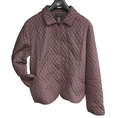Rafaella Quilted Barn Jacket Women Size 16 Brown Button Front Collar - Image 1 of 4