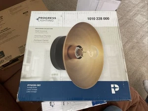 NEW Progress Lighting Brockman 1-Light Vintage Brass Matte Black Wall Sconce - Picture 1 of 1