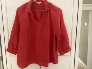 PART TWO 100% Linen Orange Top Tunic, Collared Relaxed Size 40 - Picture 1 of 5