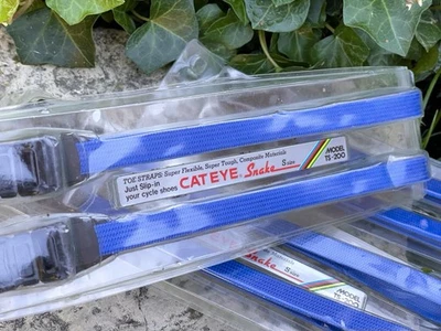 Correas de pedal de bicicleta vintage NOS Cat Eye Snake TS-200 - azul - Japón Foto 1 de 4