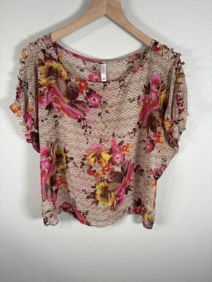 Blusa sin mangas Xhilaration para mujer M multicolor floral Chevron Foto 1 de 4