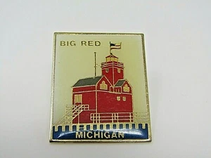 Big Red Lighthouse Light House Michigan Pin Vintage Beautiful Design - Picture 1 of 5