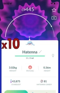 10x Hatenna Pokemon Konvolut!! Gute Chance auf Glück und gute IVs!! Go - Bild 1 von 1