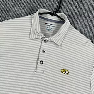 Missouri Tigers Mizzou Polo Shirt Mens Large Gray Striped Short Sleeve Golf SEC - Picture 1 of 11