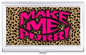 Make Me Purr Gepard Muster Farbe Visitenkarten Etui Halter polierte Oberfläche NEU - Bild 1 von 2