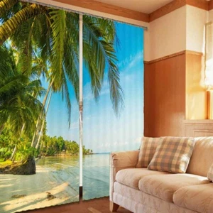 Great Green Natural Lake 3D Blockout Photo Print Curtain Fabric Curtains Window - Foto 1 di 10