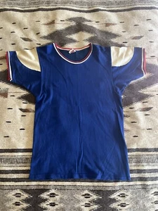 Vtg 50's Mason Athletic CWA Blue Net Mesh Jersey RINGER Shirt - Picture 1 of 7
