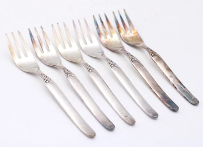 6x WMF Wirths 100er Besteck Kuchengabeln Gabeln Versilbert Vintage alt Länge 15 - Bild 1 von 4