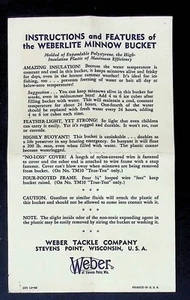 Instructions For The Weberlite Weber Minnow Bucket - Picture 1 of 2