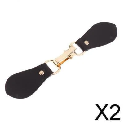 2x Metal Leather Toggle Button Coat Jacket Duffle Black Brown DIY Sewing - Image 1 of 4