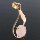 Asymmetric Floral Style 9k Solid Yellow Gold Natural Precious White Opal Pendant