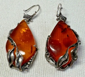 Vintage Bernstein Haken Ohrringe 925 STERLINGSILBER EUC - Bild 1 von 3