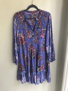 Anthropologie Floral Boho Ruffle Lace Dress Purple Size: S - Picture 1 of 11