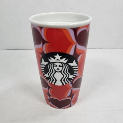 Logo de sirena Starbucks Valentine Hearts Mermaid 12 oz. Taza de café de viaje de cerámica Foto 1 de 4