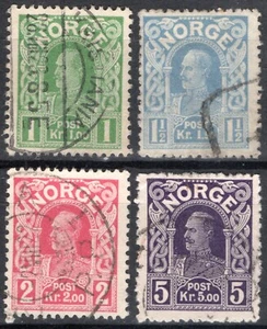 3233 Norvège 1910-18, NK 110-13, Roi Haakon VII, canc., MI 89-92, SC #70-73. - Photo 1/1