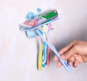 Wall Mounted Toothbrush Holder Self-Adhesive 4 Slots Toothbrush and Toothpaste - Picture 1 of 4