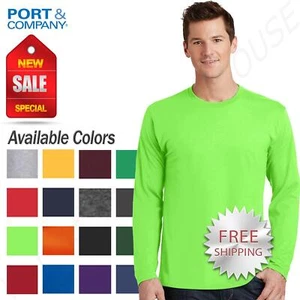 Port & Company Men's Long Sleeve Crew Neck Fan Favorite Cotton T-Shirt PC450LS - Picture 1 of 37