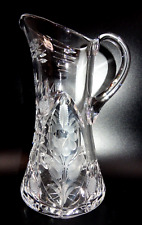 VINTAGE AMERICAN BRILLIANT CUT CRYSTAL ETCHED FLOWER GLASS PITCHER