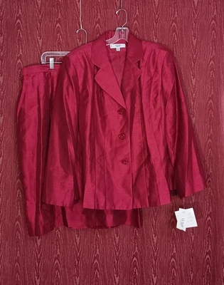 Falda para mujer LE SUIT 2 piezas talla 22W rojo fuego cuello manga 3/4 botones Foto 1 de 4