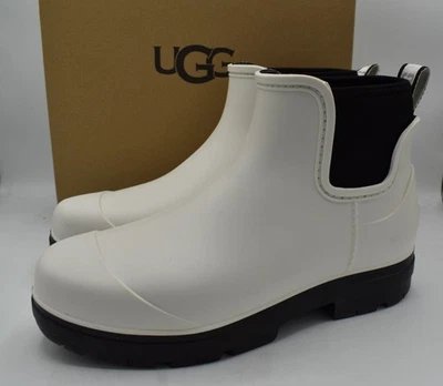 UGG Australia Mujer Talla 10 Gota Blanco Negro Impermeable Botas de Lluvia Zapatos Foto 1 de 4