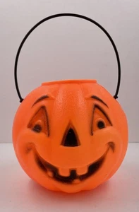 Vintage Halloween kleine Blasform Kürbis Jack O Laterne Süßigkeiten Eimer Eimer - Bild 1 von 7